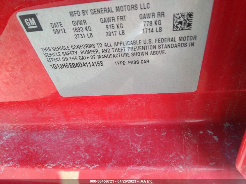 2013 CHEVROLET SONIC RS - 1G1JH6SB4D4114153
