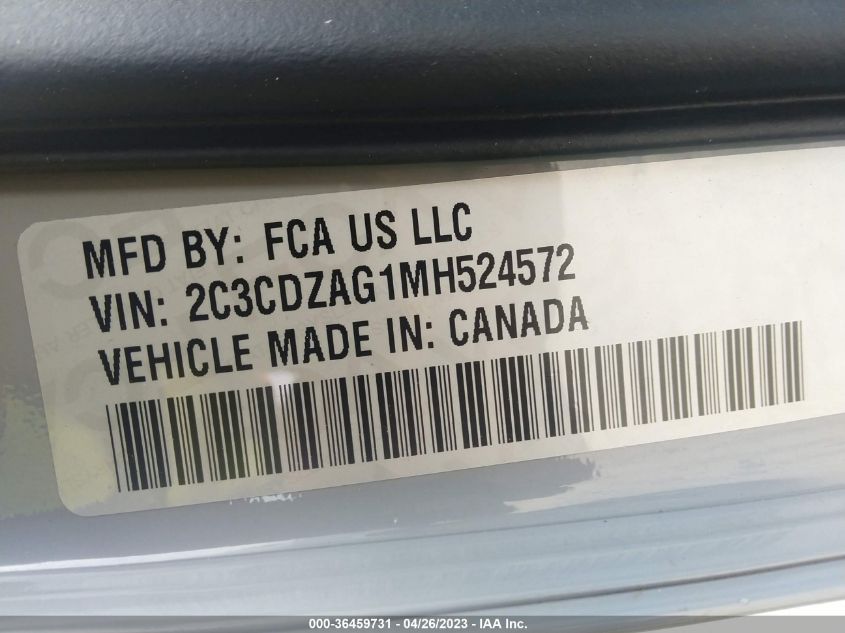 2021 DODGE CHALLENGER SXT - 2C3CDZAG1MH524572