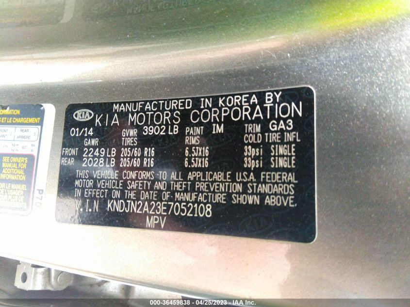2014 KIA SOUL BASE - KNDJN2A23E7052108