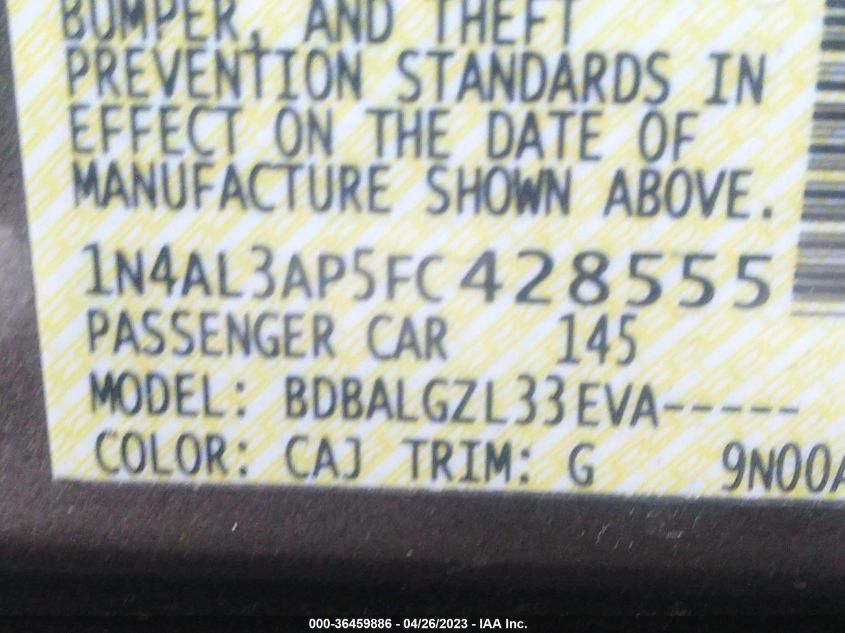 2015 NISSAN ALTIMA 2.5 - 1N4AL3AP5FC428555