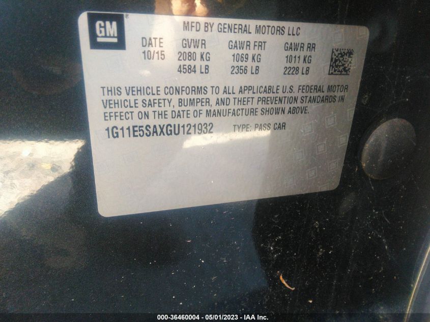 2016 CHEVROLET MALIBU LIMITED LTZ - 1G11E5SAXGU121932