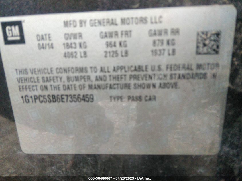 2014 CHEVROLET CRUZE 1LT - 1G1PC5SB6E7356459