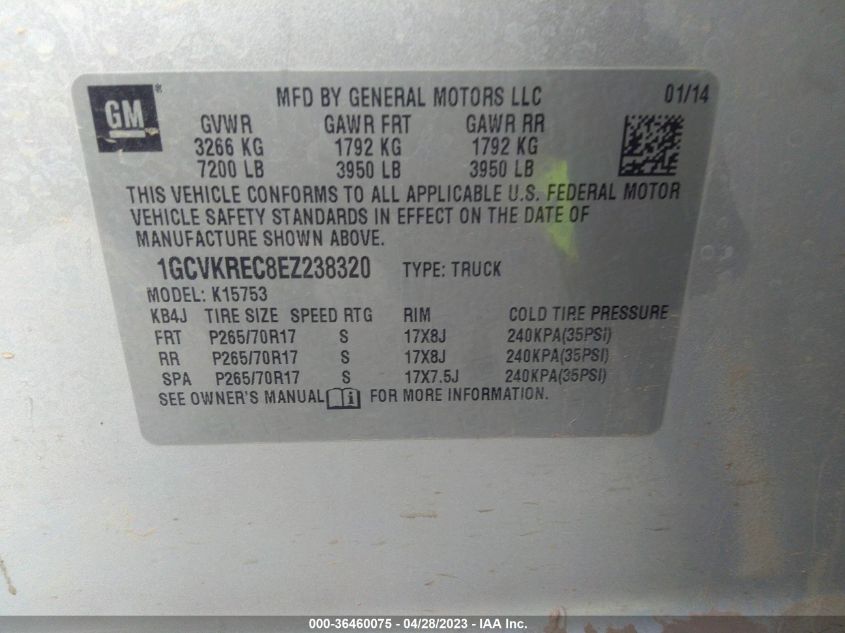 2014 CHEVROLET SILVERADO 1500 LT - 1GCVKREC8EZ238320