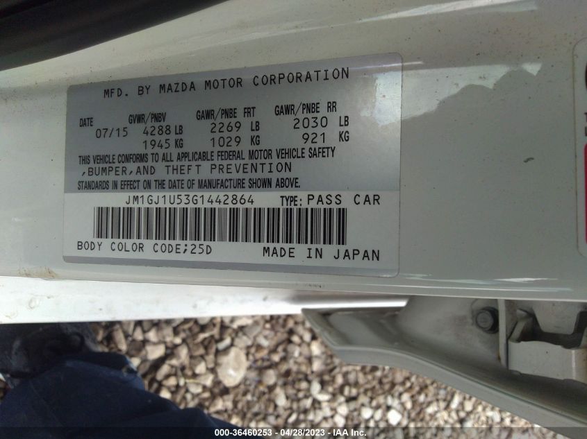 2016 MAZDA MAZDA6 I SPORT - JM1GJ1U53G1442864