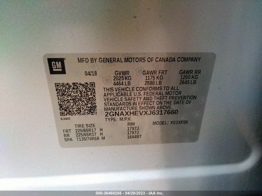 2018 CHEVROLET EQUINOX LS - 2GNAXHEVXJ6317660