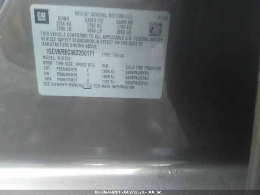 2014 CHEVROLET SILVERADO 1500 LT - 1GCVKREC0EZ250171