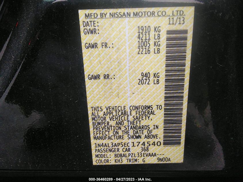 2014 NISSAN ALTIMA 2.5 - 1N4AL3AP5EC174540