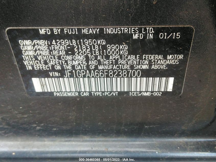 2015 SUBARU IMPREZA WAGON 2.0I - JF1GPAA66F8238700