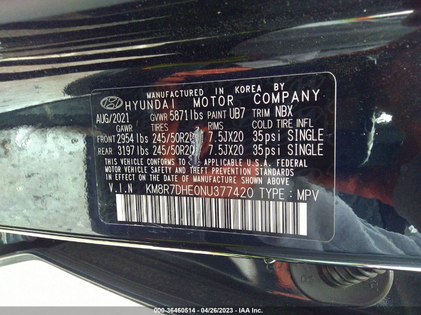 2022 HYUNDAI PALISADE CALLIGRAPHY - KM8R7DHE0NU377420