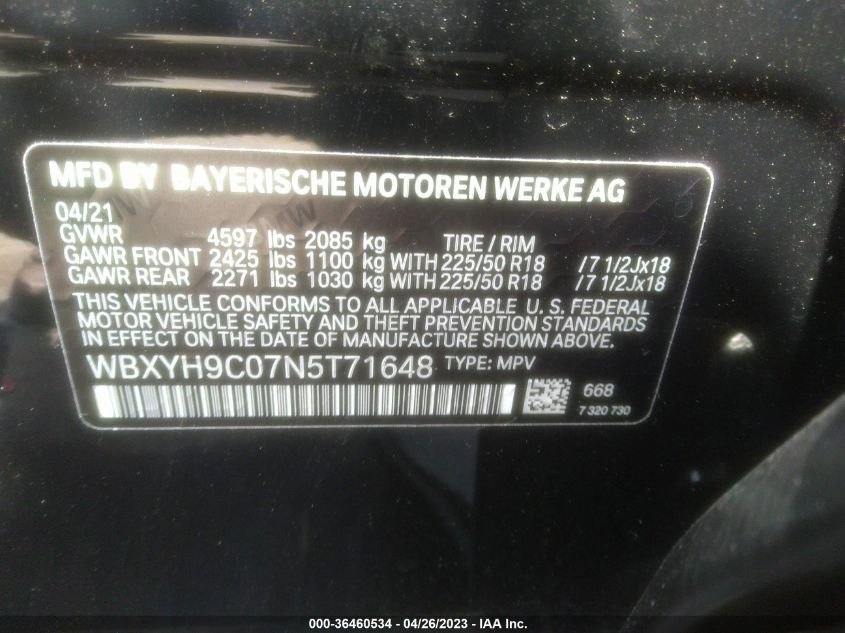 2022 BMW X2 SDRIVE28I - WBXYH9C07N5T71648