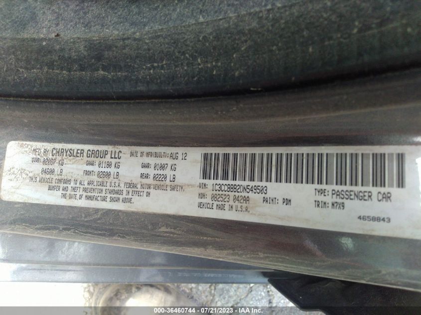 2013 CHRYSLER 200 TOURING - 1C3CCBBB2DN549503