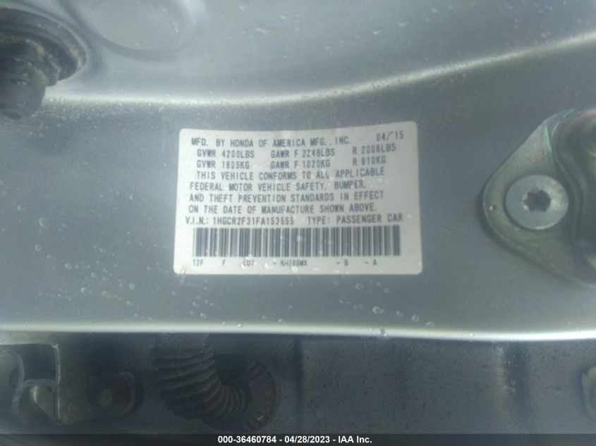 2015 HONDA ACCORD SEDAN LX - 1HGCR2F31FA153555