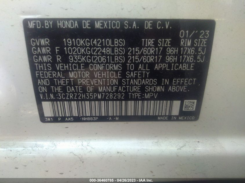 2023 HONDA HR-V LX - 3CZRZ2H35PM728292
