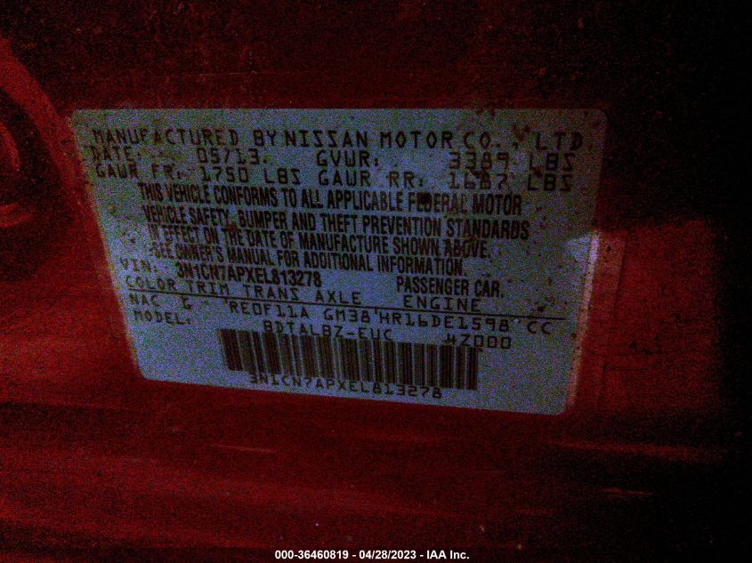 2014 NISSAN VERSA SV - 3N1CN7APXEL813278