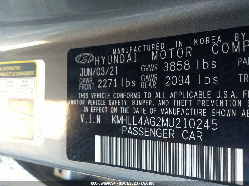 2021 HYUNDAI ELANTRA SE - KMHLL4AG2MU210245