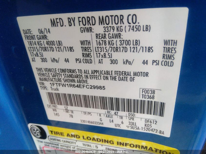 2014 FORD F-150 SVT RAPTOR - 1FTFW1R64EFC29985