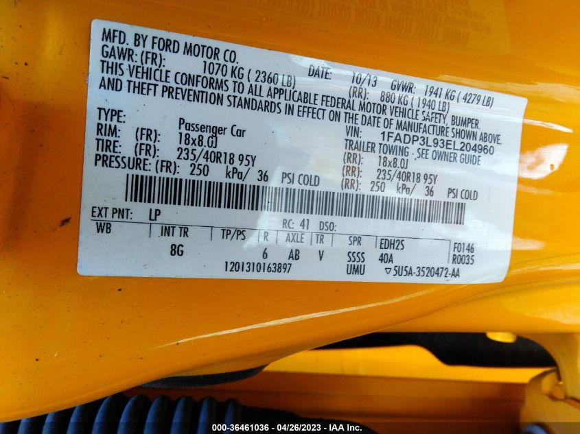 2014 FORD FOCUS ST - 1FADP3L93EL204960