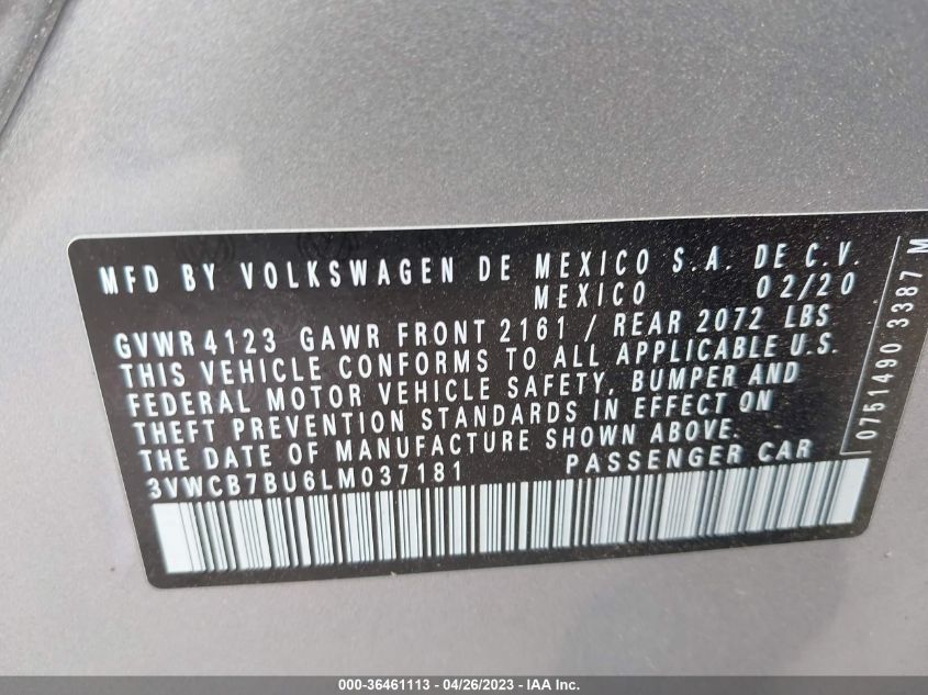 2020 VOLKSWAGEN JETTA S/SE/R-LINE - 3VWCB7BU6LM037181