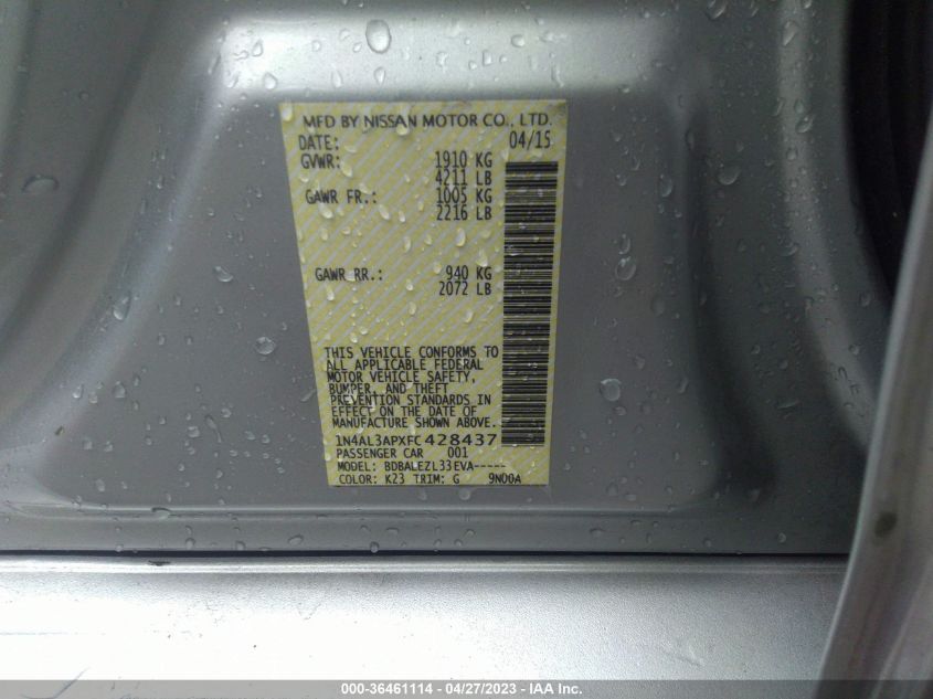 2015 NISSAN ALTIMA 2.5 - 1N4AL3APXFC428437