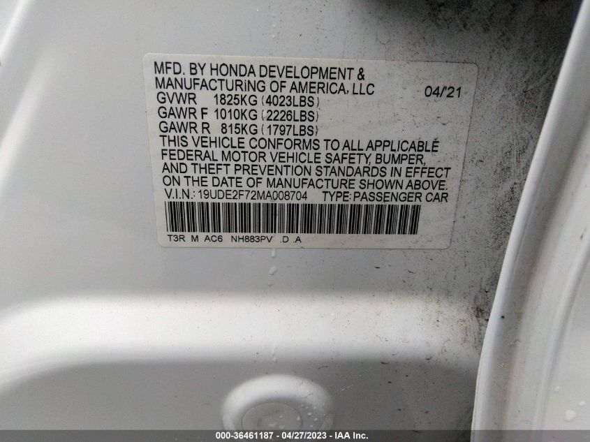 2021 ACURA ILX PACKAGE - 19UDE2F72MA008704