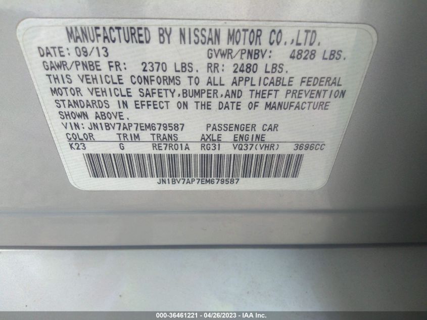 2014 INFINITI Q50 PREMIUM - JN1BV7AP7EM679587