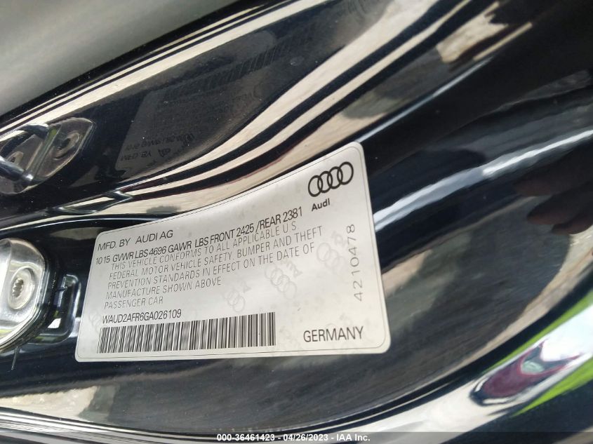 2016 AUDI A5 PREMIUM - WAUD2AFR6GA026109