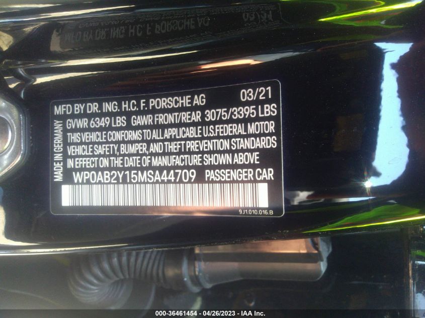 2021 PORSCHE TAYCAN 4S WP0AB2Y15MSA44709