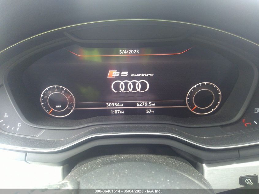2018 AUDI S5 CABRIOLET PRESTIGE WAU24GF54JN012243