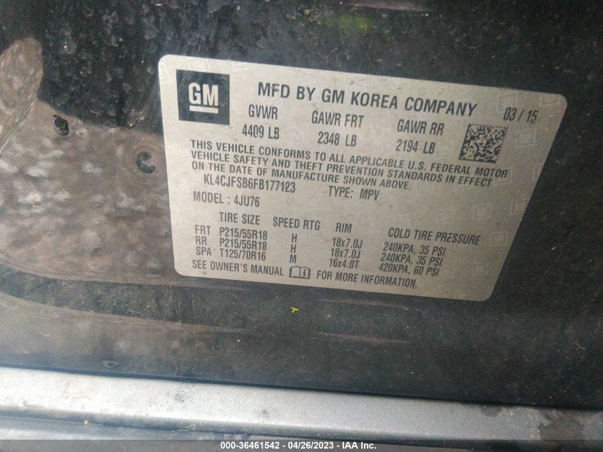2015 BUICK ENCORE CONVENIENCE - KL4CJFSB6FB177123