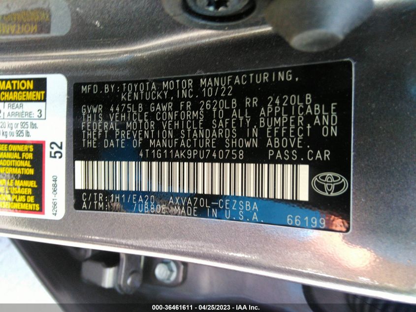2023 TOYOTA CAMRY SE/SE NIGHTSHADE - 4T1G11AK9PU740758