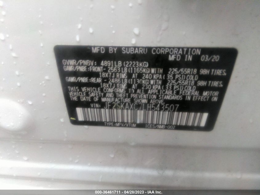 2020 SUBARU FORESTER TOURING - JF2SKAXC7LH543507