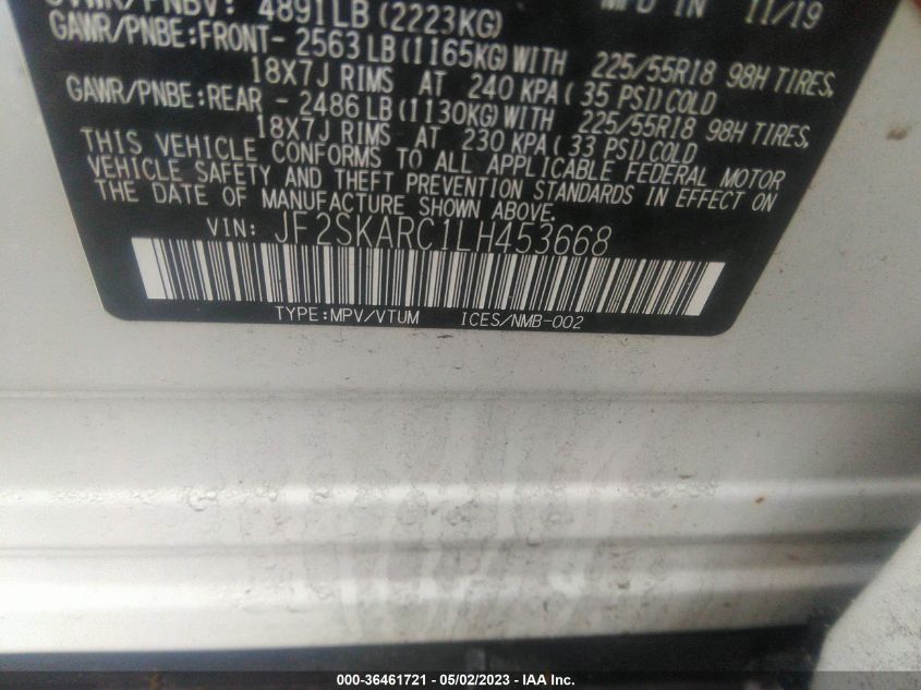 2020 SUBARU FORESTER SPORT - JF2SKARC1LH453668
