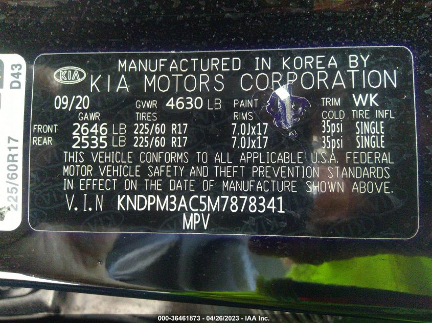 2021 KIA SPORTAGE LX - KNDPM3AC5M7878341