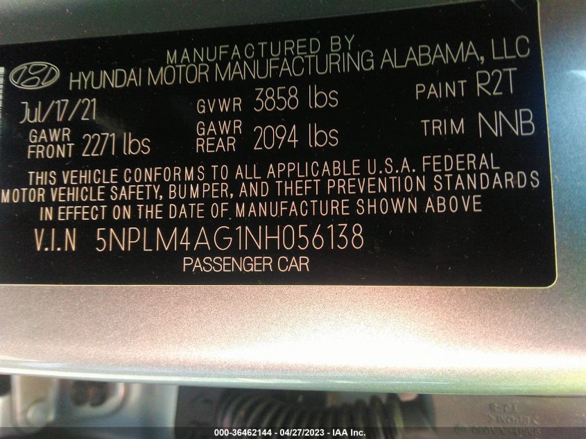 2022 HYUNDAI ELANTRA SEL - 5NPLM4AG1NH056138