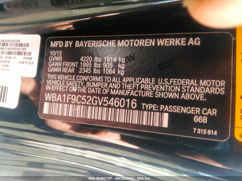 2016 BMW 2 SERIES 228I - WBA1F9C52GV546016