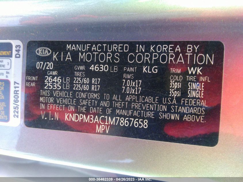 2021 KIA SPORTAGE LX - KNDPM3AC1M7867658