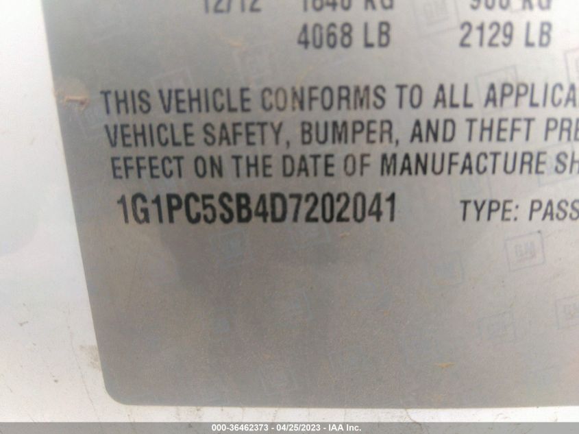 2013 CHEVROLET CRUZE 1LT - 1G1PC5SB4D7202041
