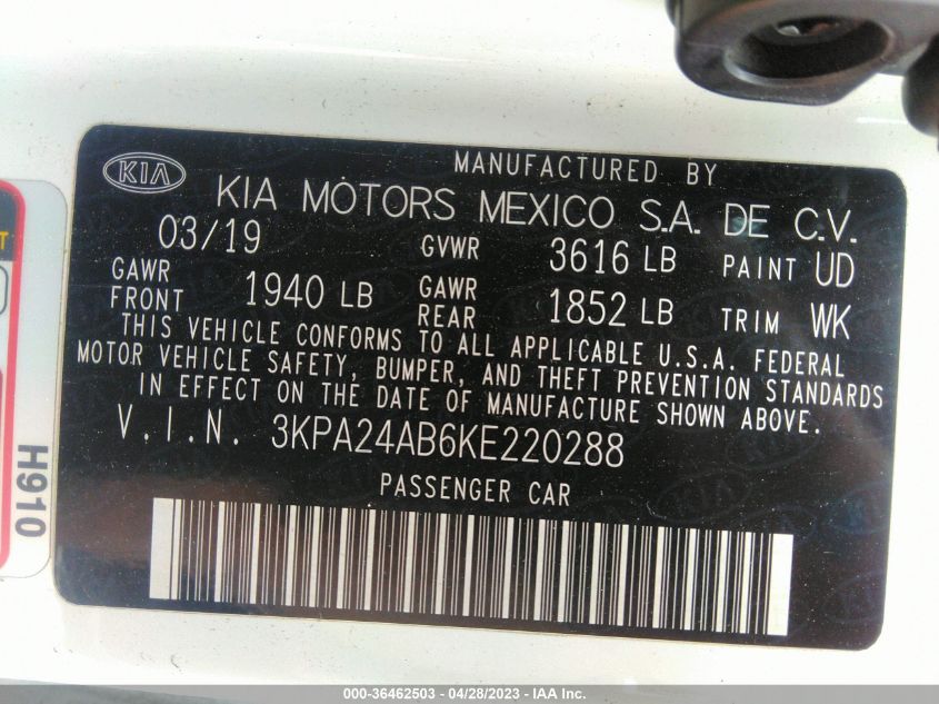 2019 KIA RIO LX - 3KPA24AB6KE220288