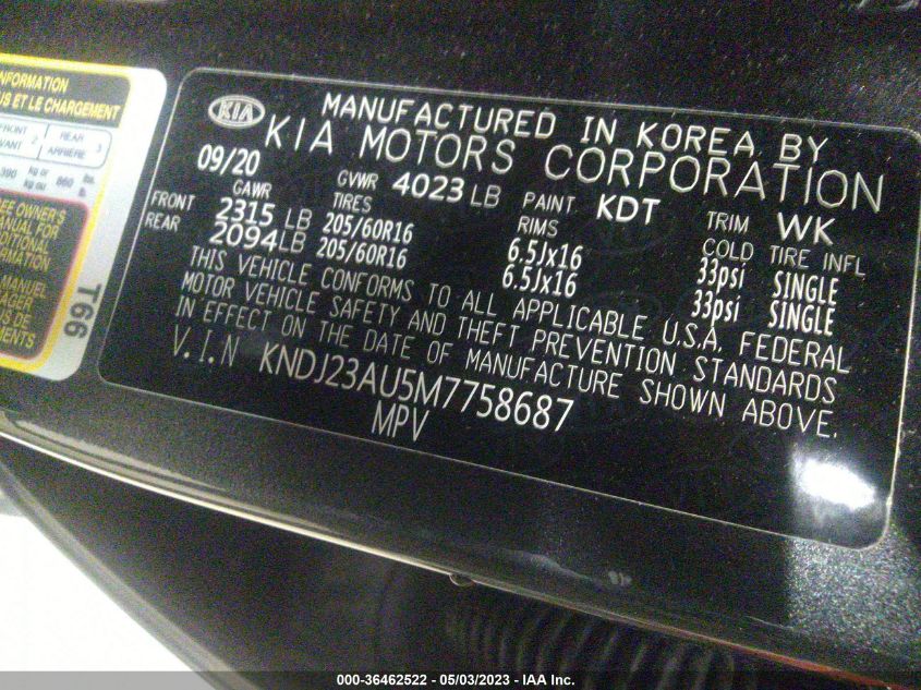 2021 KIA SOUL LX - KNDJ23AU5M7758687