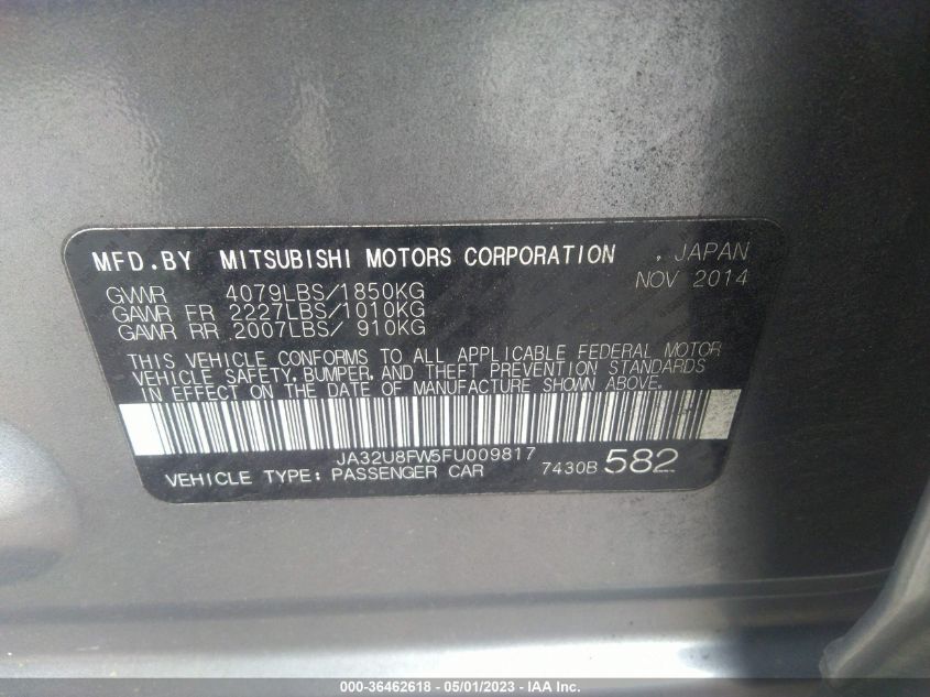 2015 MITSUBISHI LANCER GT - JA32U8FW5FU009817