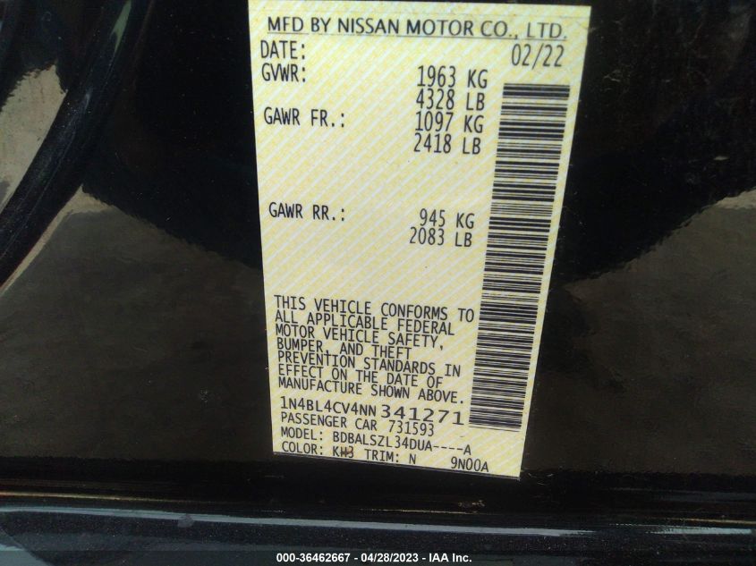 2022 NISSAN ALTIMA 2.5 SR - 1N4BL4CV4NN341271