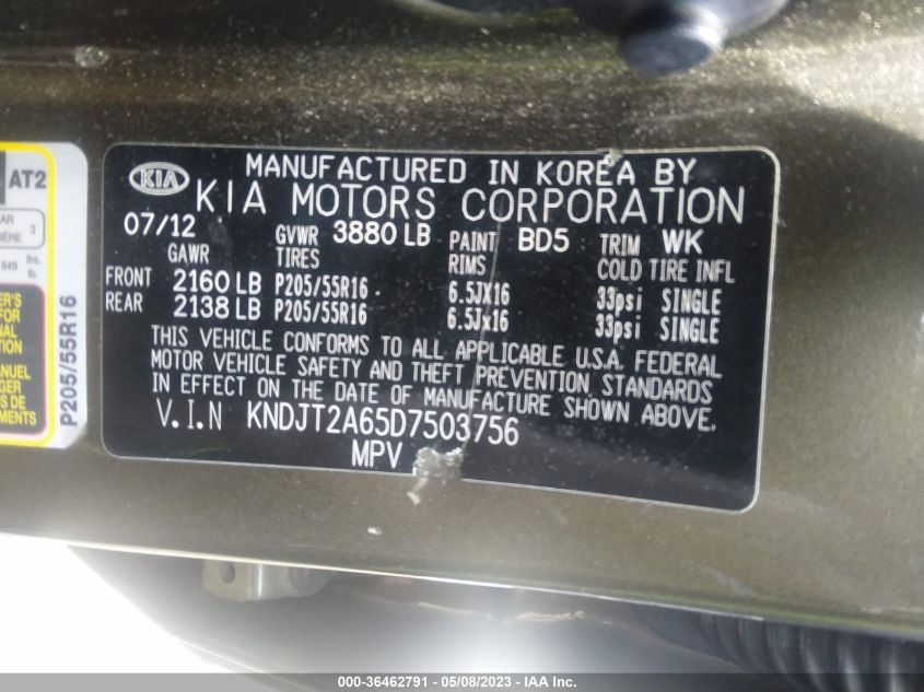 2013 KIA SOUL + - KNDJT2A65D7503756