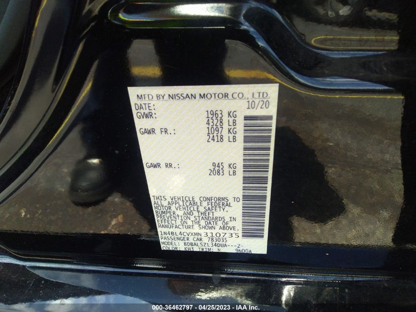 2021 NISSAN ALTIMA 2.5 SR - 1N4BL4CVXMN310735