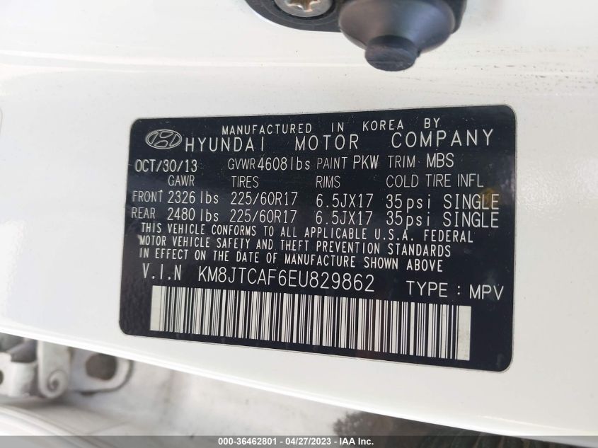 2014 HYUNDAI TUCSON GLS - KM8JTCAF6EU829862