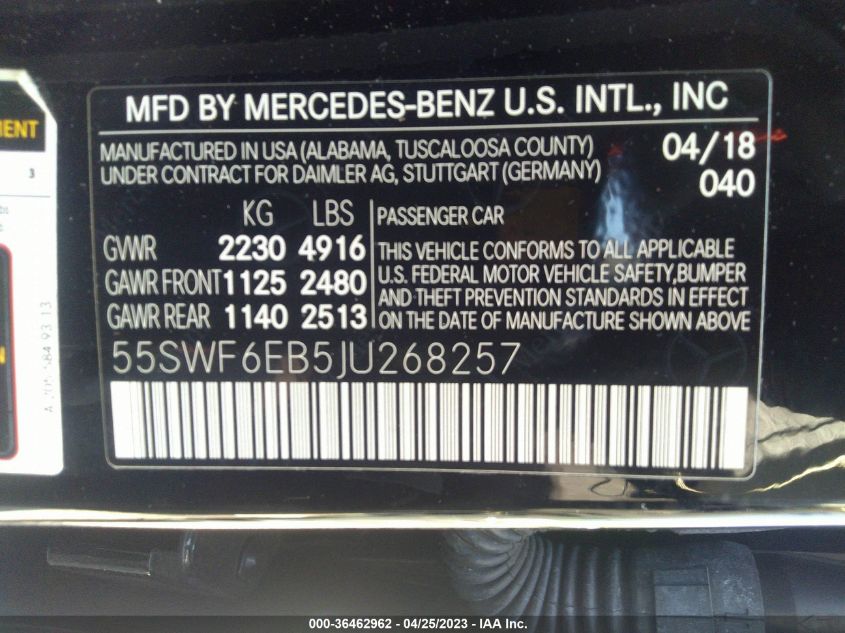 2018 MERCEDES-BENZ C-CLASS AMG C 43 - 55SWF6EB5JU268257