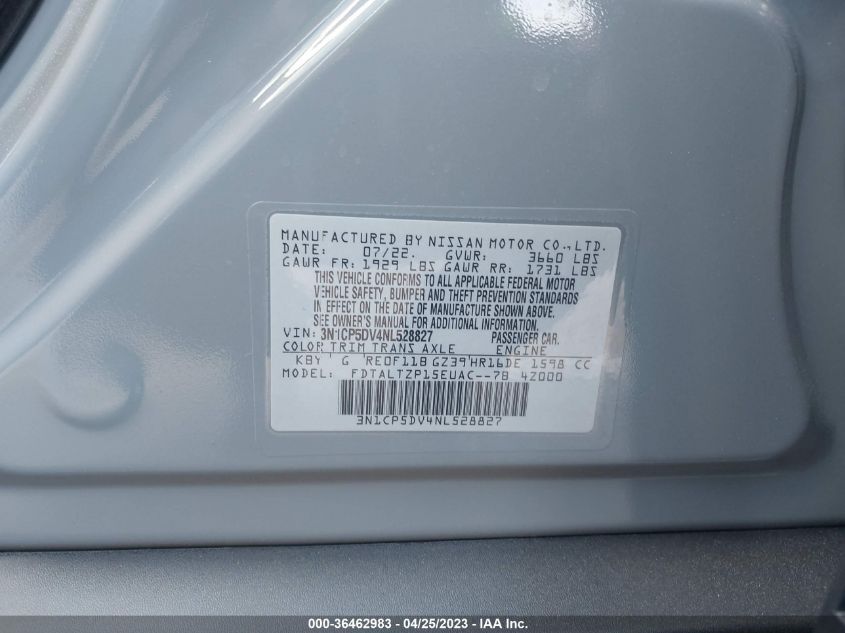 2022 NISSAN KICKS SR - 3N1CP5DV4NL528827