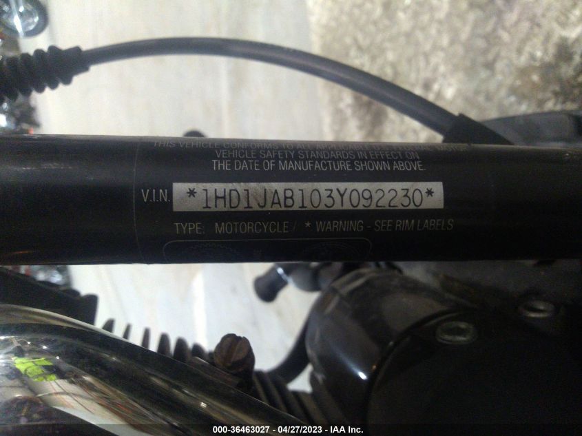 2003 HARLEY-DAVIDSON FXSTBI 1HD1JAB103Y092230