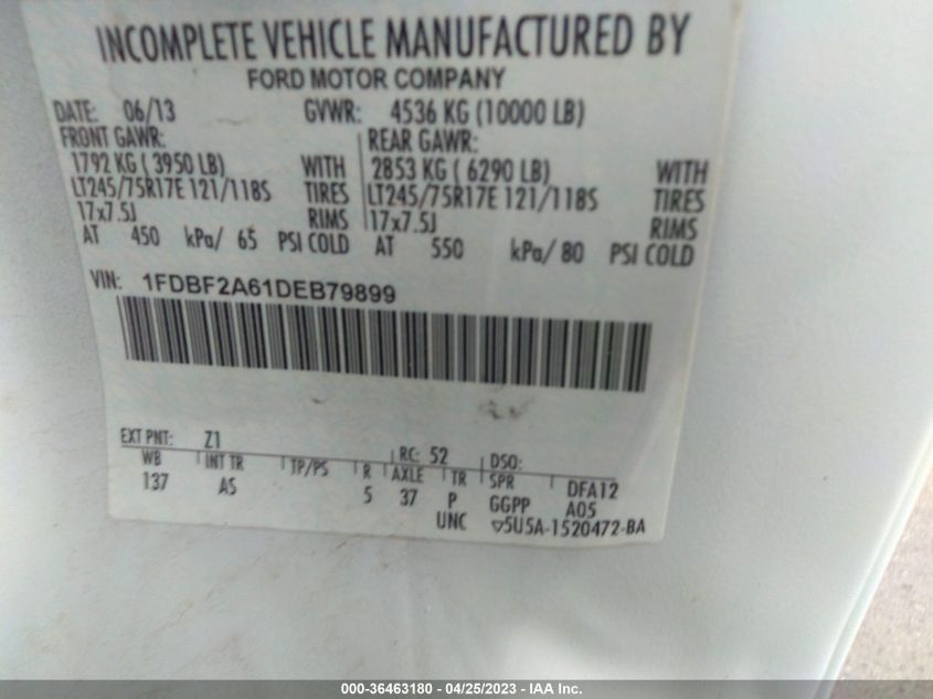 2013 FORD SUPER DUTY F-250 SRW XL/XLT - 1FDBF2A61DEB79899