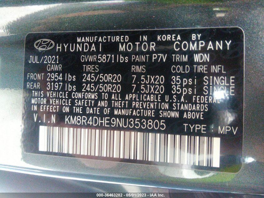 2022 HYUNDAI PALISADE SEL - KM8R4DHE9NU353805
