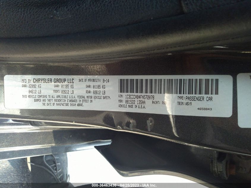 2015 CHRYSLER 200 LIMITED - 1C3CCCAB4FN572078